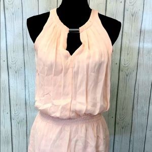 CACHE pink peplum pleated top womens summer